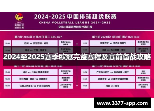 2024至2025赛季欧冠完整赛程及赛前备战攻略